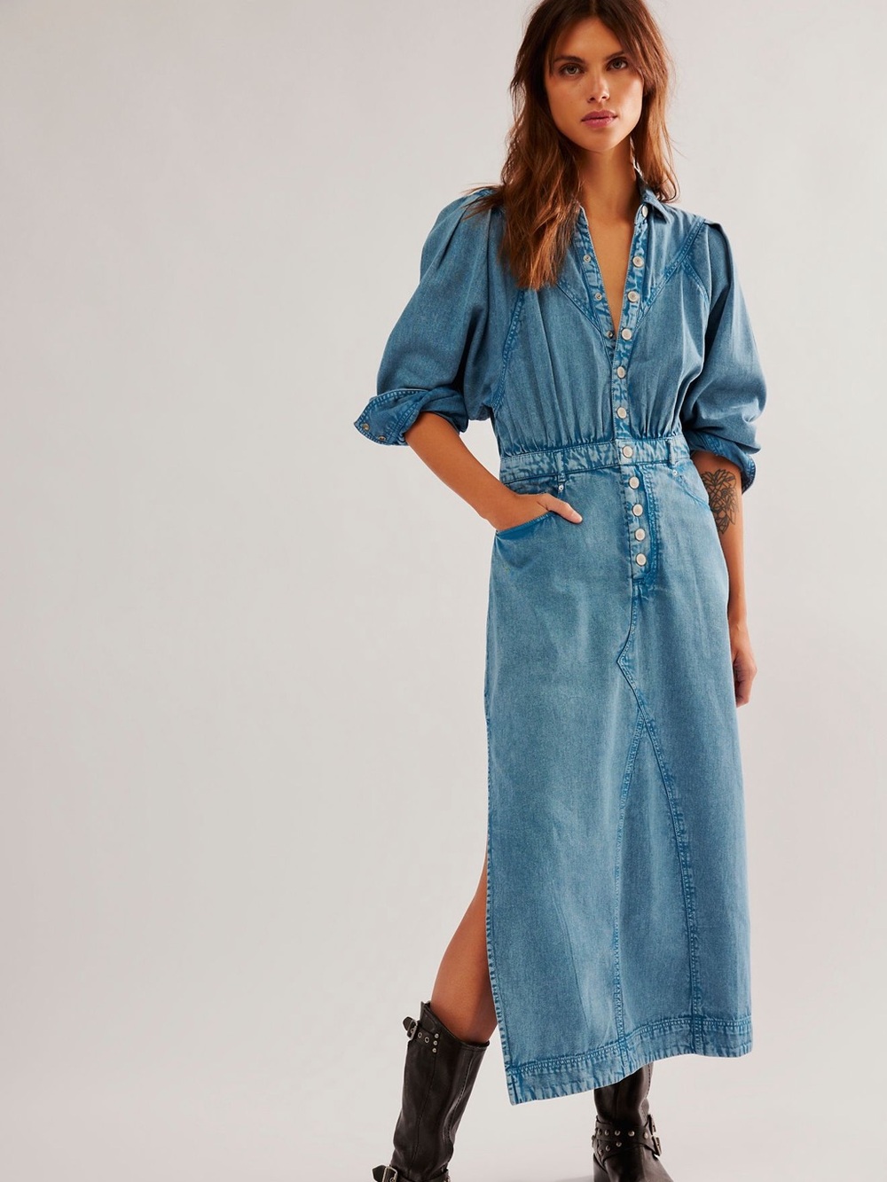 Mad Love Denim Midi Dress Moonstone